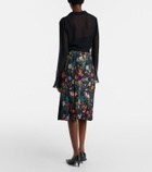 Gucci Pleated floral silk midi skirt