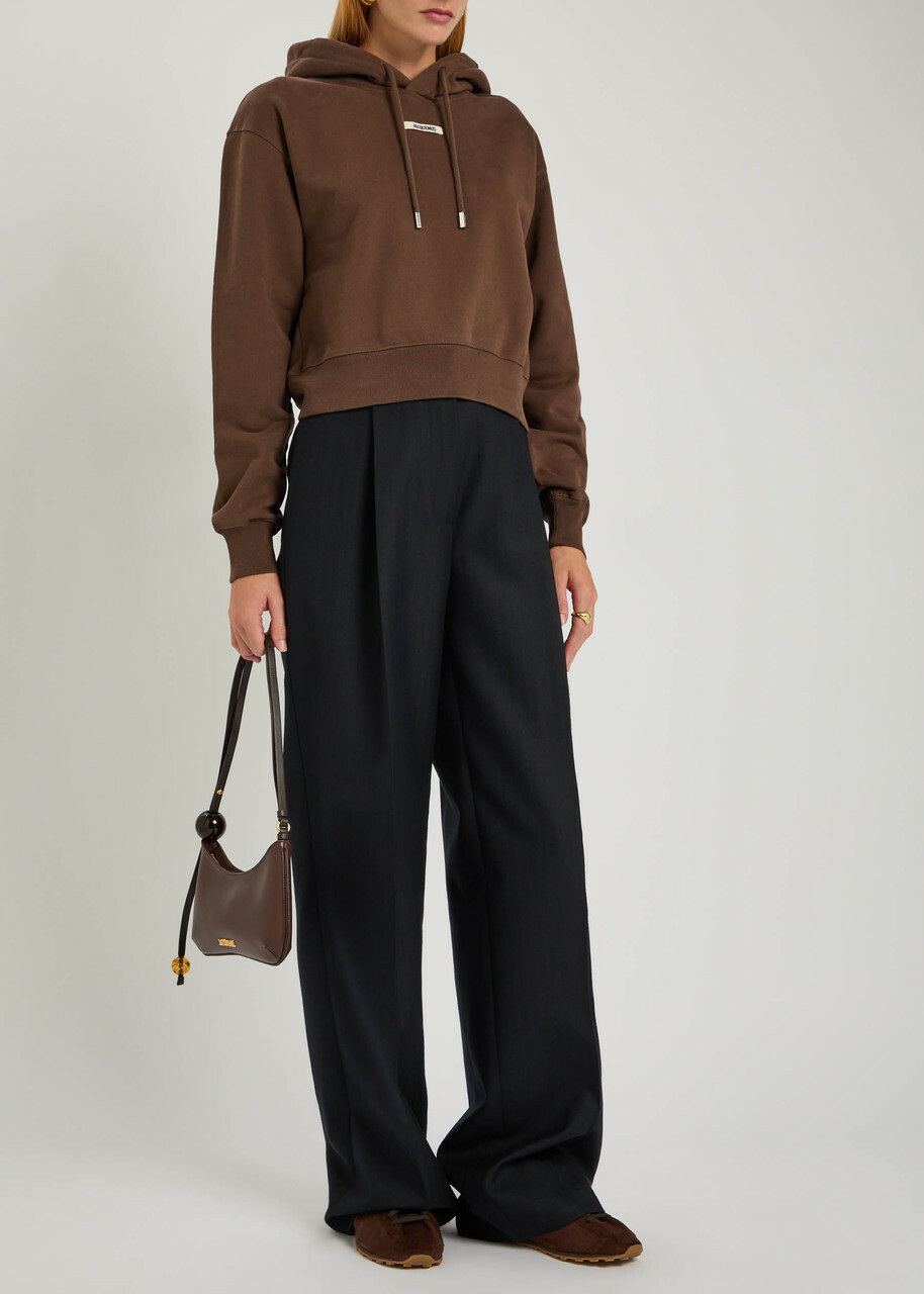 Jacquemus Le Hoodie Gros Grain Hooded Cotton Sweatshirt Brown Dark