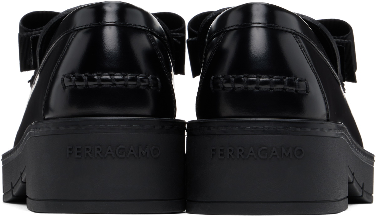 Ferragamo Black Chunky Vara Bow Loafers
