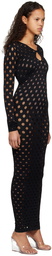 Maisie Wilen Black Perforated Midi Dress