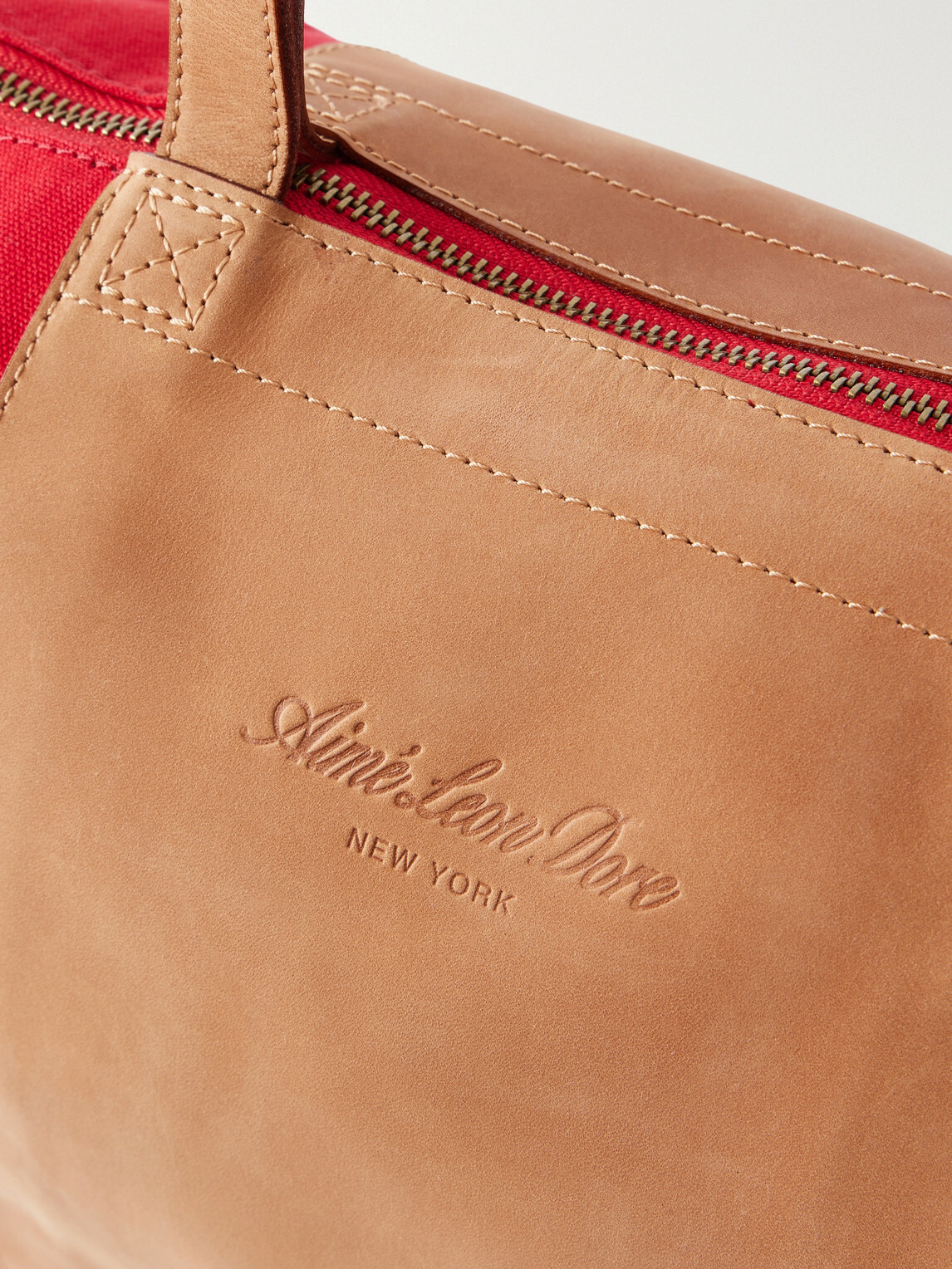 Aimé Leon Dore - Logo-Embossed Leather-Trimmed Canvas Tote - Red