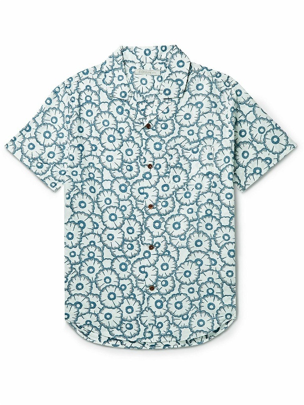 Photo: Outerknown - BBQ Convertible-Collar Floral-Print Organic Cotton and Hemp-Blend Shirt - Blue