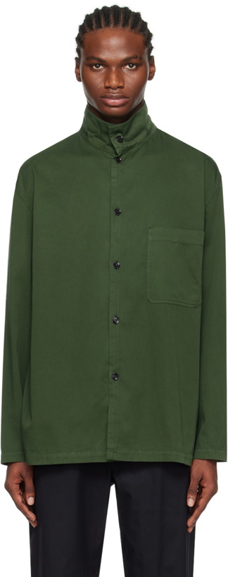 Photo: LEMAIRE Green Stand Collar Shirt