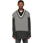 Off-White Grey and Off-White Wool Varsity Sleeveless Sweater