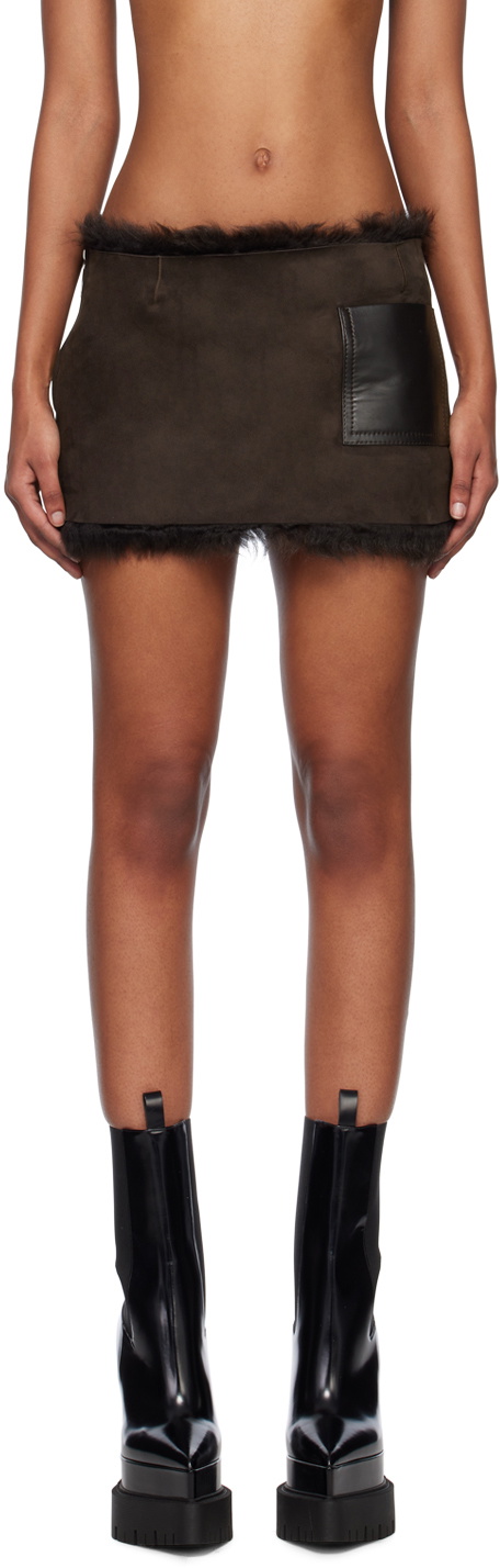 Maximilian Davis Brown Tigrado Miniskirt