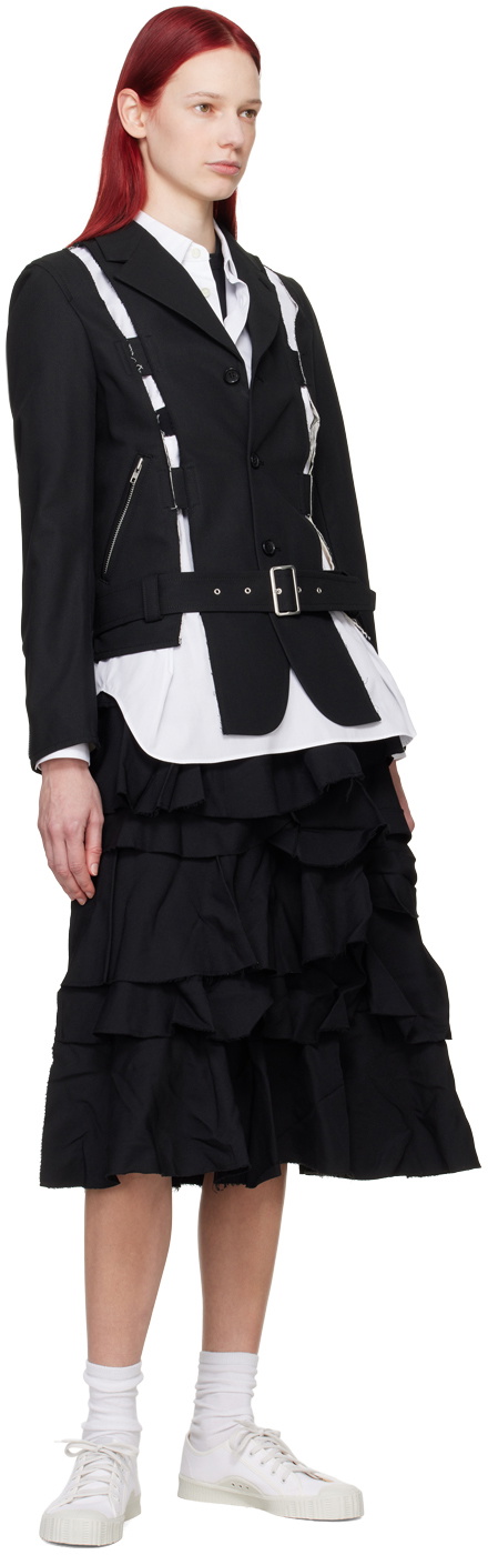 Black Comme des Garçons White Cutout Shirt