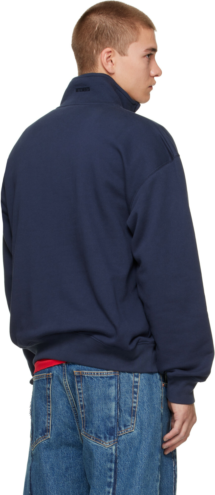 VETEMENTS Navy Quarter-Zip Sweatshirt