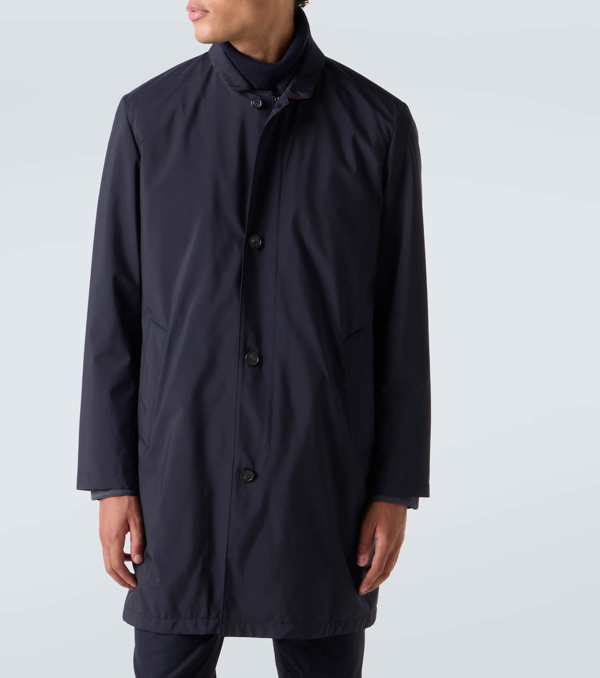 Loro Piana Windmate® suede-trimmed coat