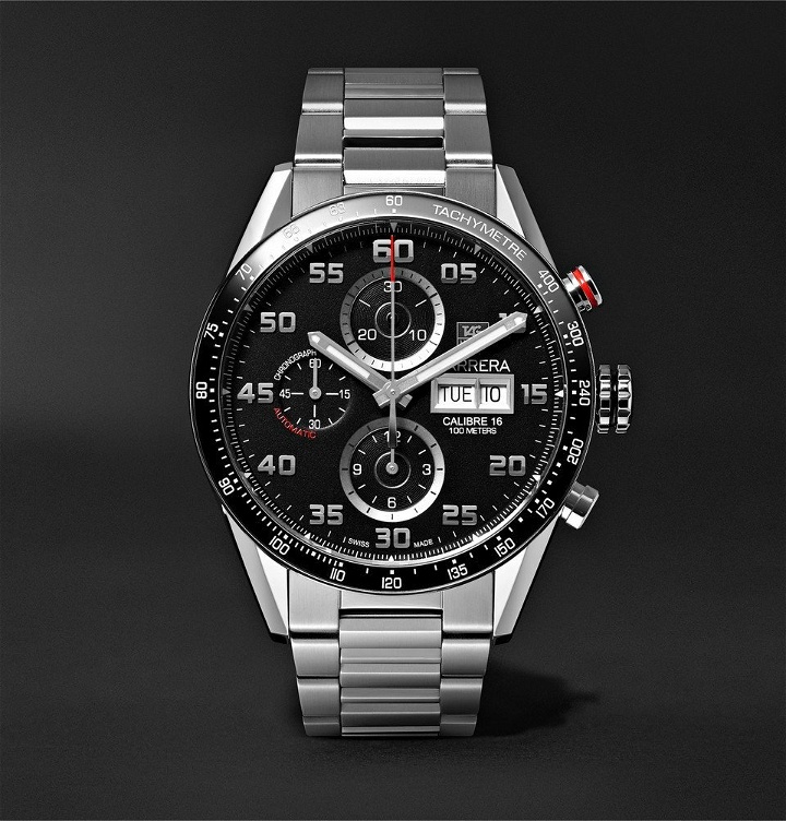 Photo: TAG Heuer - Carrera Automatic Chronograph 43mm Polished-Steel Watch - Men - Black