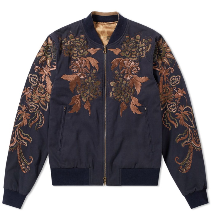 Photo: Dries Van Noten Reversible Embroidered Bomber Jacket Blue