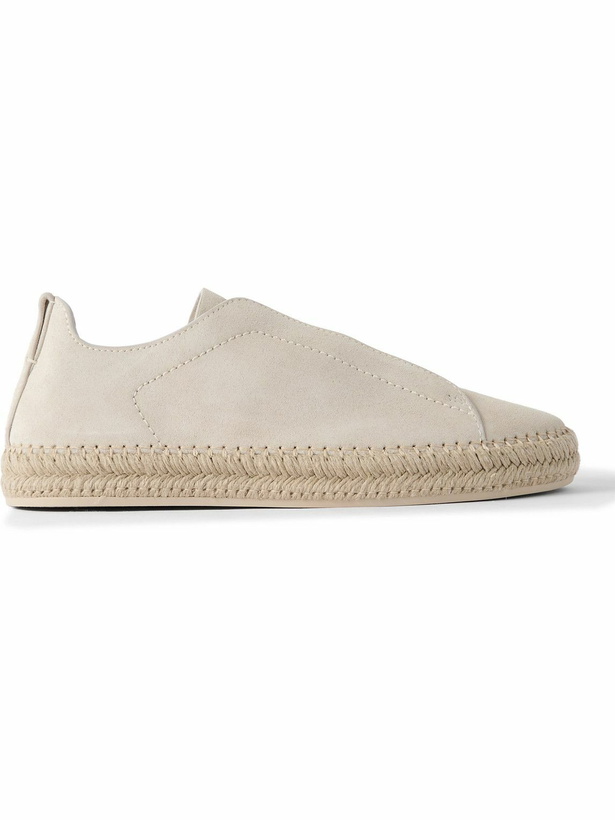 Photo: Zegna - Triple Stitch™ Leather-Trimmed Suede Slip-On Sneakers - Neutrals