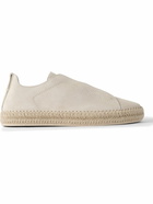 Zegna - Triple Stitch™ Leather-Trimmed Suede Slip-On Sneakers - Neutrals