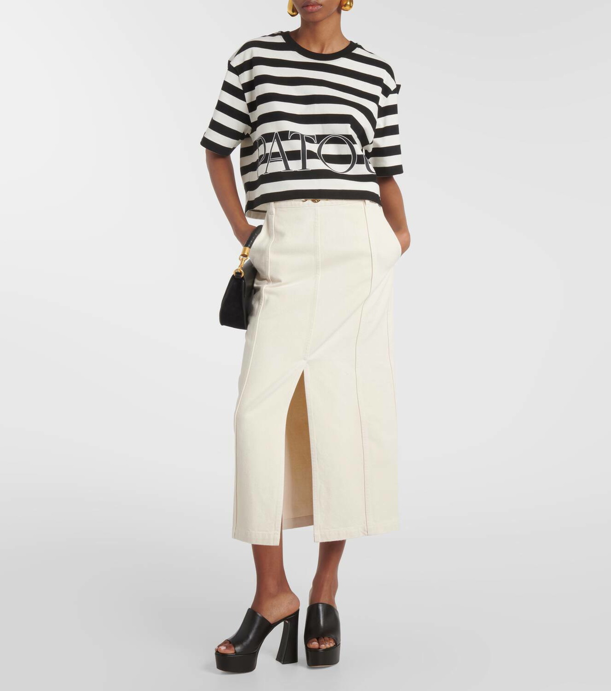 Patou Striped cropped cotton jersey T-shirt