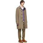 Lanvin Navy and Taupe Virgin Plaid Reversible Coat