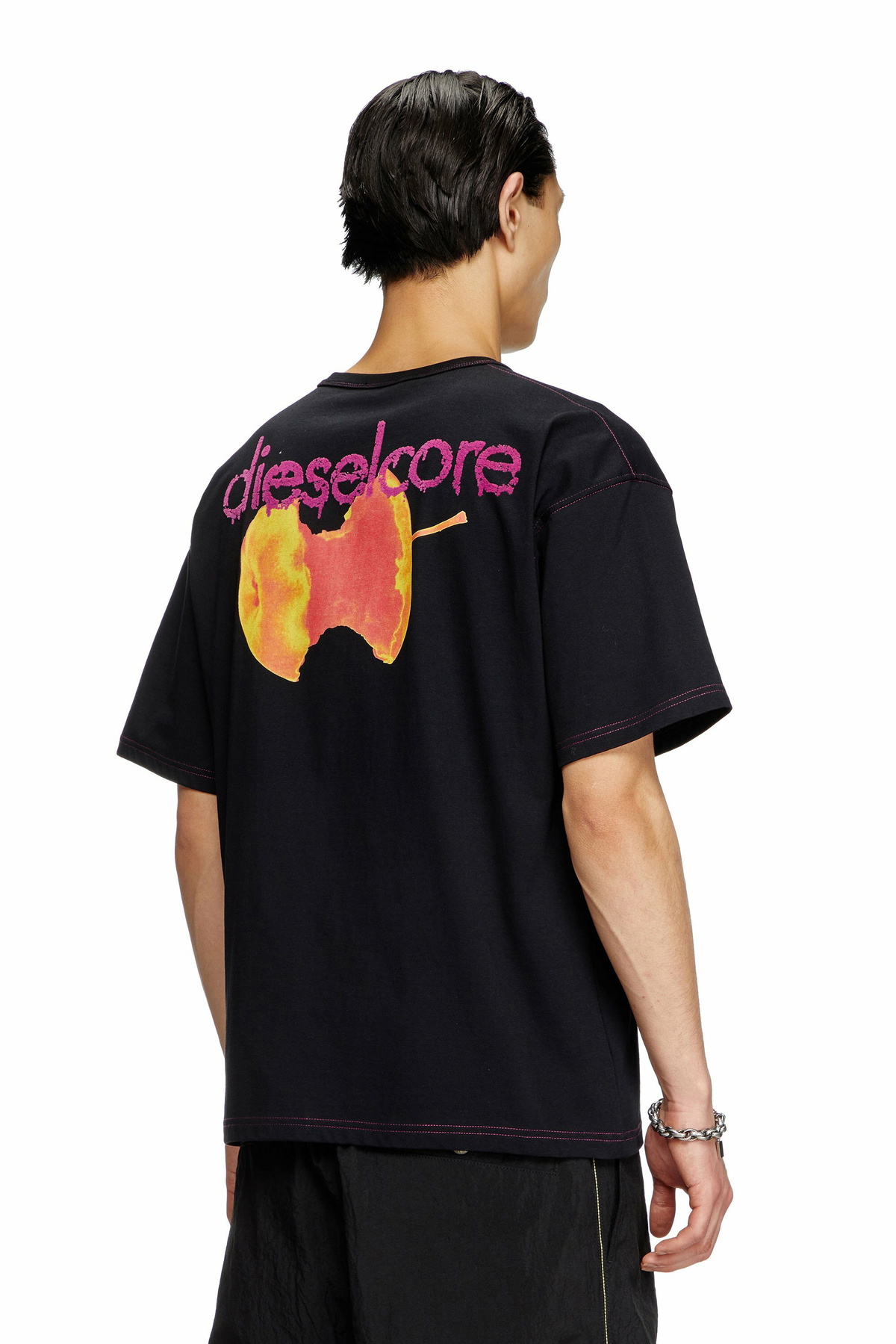 DIESEL dieselcore Tシャツ ブラック Men's T-shirt with maxi oval D embroidery | Black | Diesel