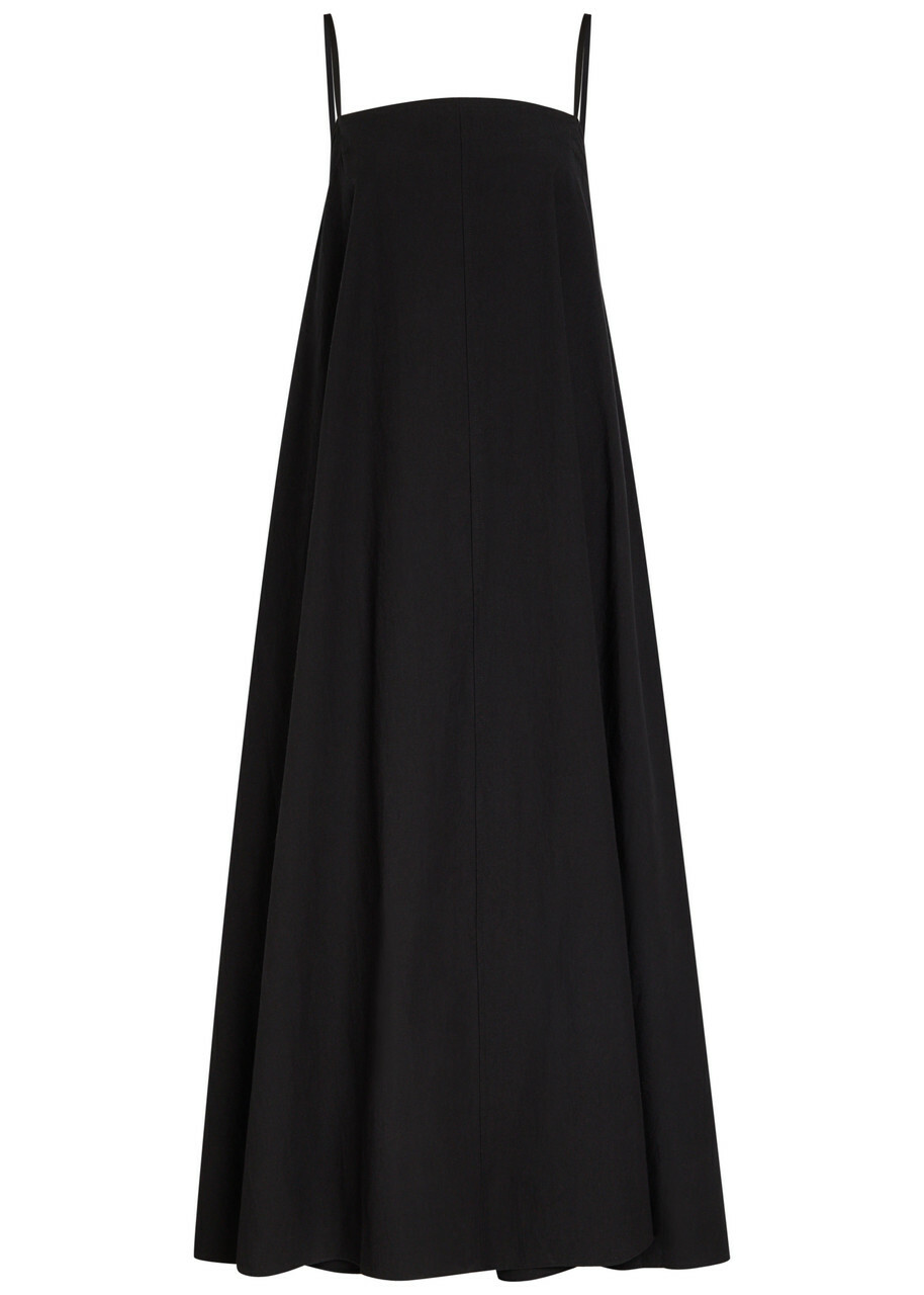 Studio Nicholson Gathered Cotton Midi Dress Black