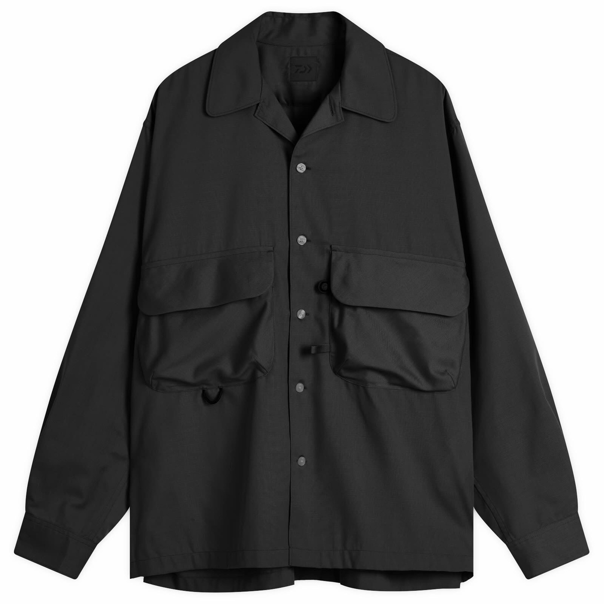 DAIWA Men's Tech Sports Open Collar Shirt in Black
