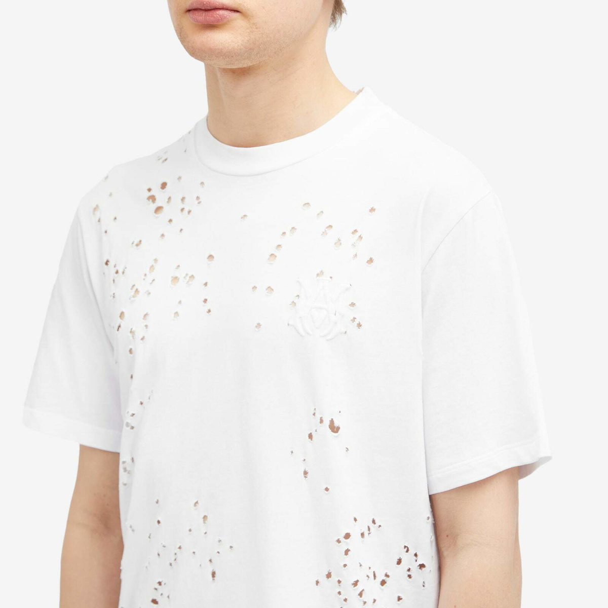 AMIRI Men's MA Shotgun Embroidered Logo T-Shirt in White Amiri