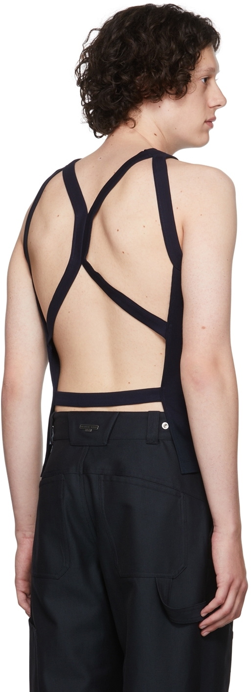 Dion Lee Navy Harness Back Tank Top