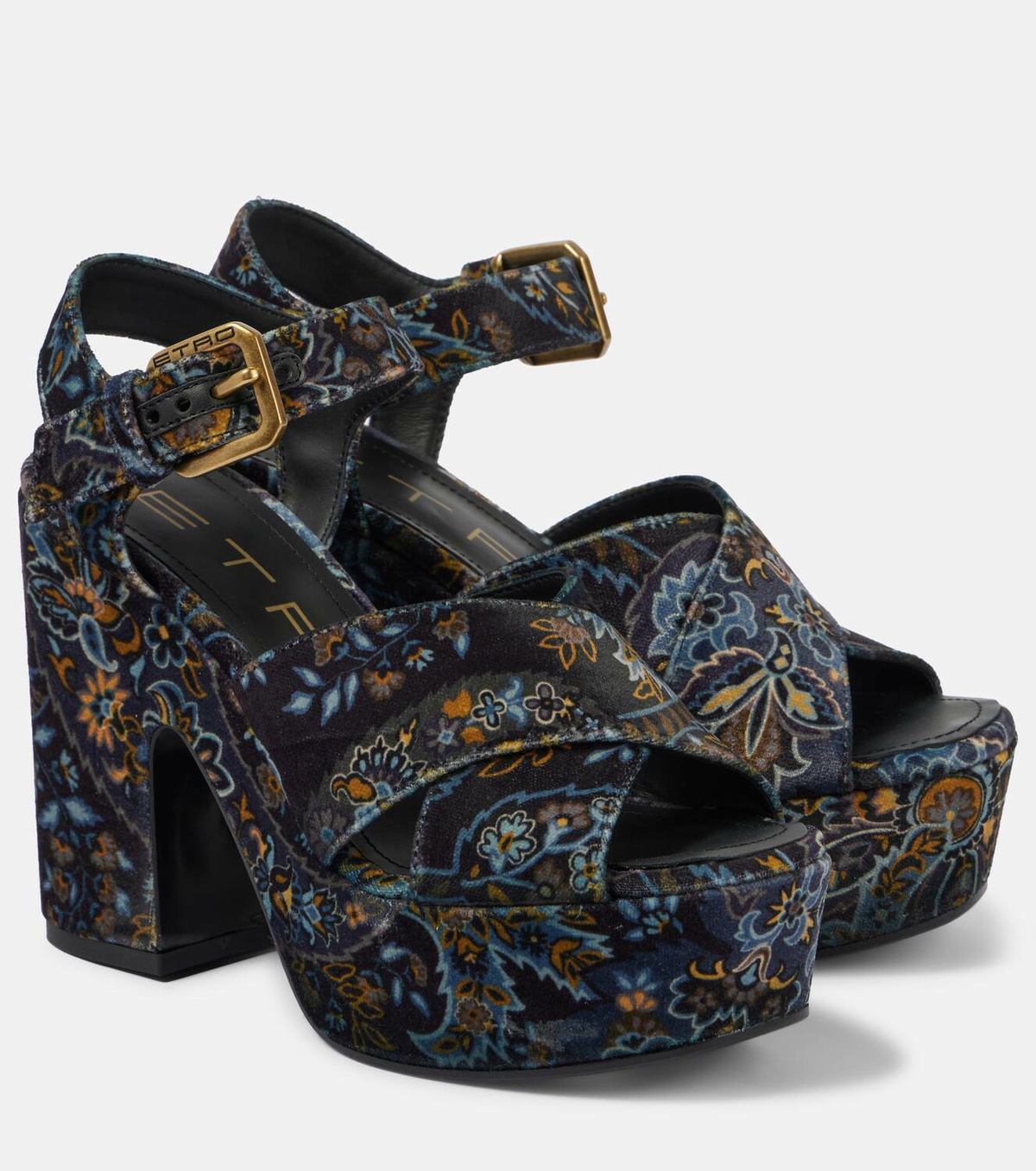 Etro Floral velvet platform sandals