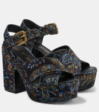 Etro Floral velvet platform sandals