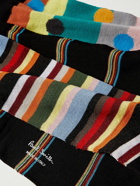 Paul Smith - Three-Pack Striped Polka-Dot Cotton-Blend Socks