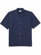 Universal Works - Convertible-Collar Garment-Dyed Linen and Cotton-Blend Shirt - Blue