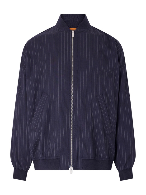 Photo: Barena - Gabier Fulgor Striped Wool-Blend Bomber Jacket - Blue