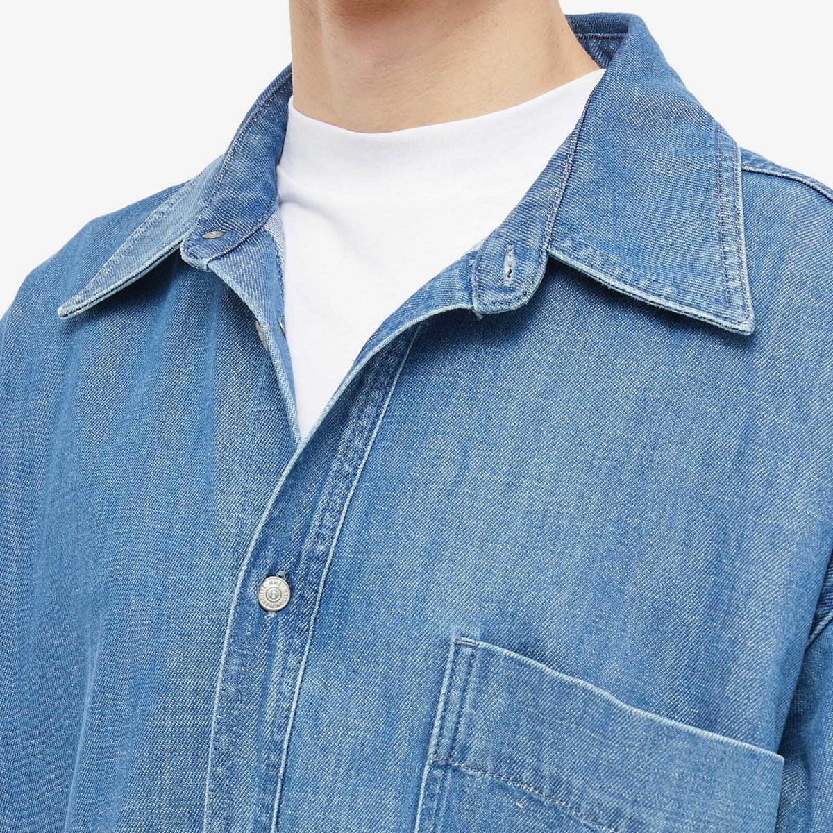 Maison Margiela Men's Oversized Denim Shirt in Blue Maison