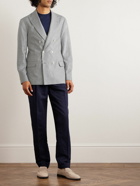 Brunello Cucinelli - Double-Breasted Wool, Silk and Cashmere-Blend Flannel Blazer - Gray