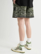 AMIRI - Wide-Leg Logo-Embroidered Crocheted Cotton-Blend Drawstring Shorts - Green