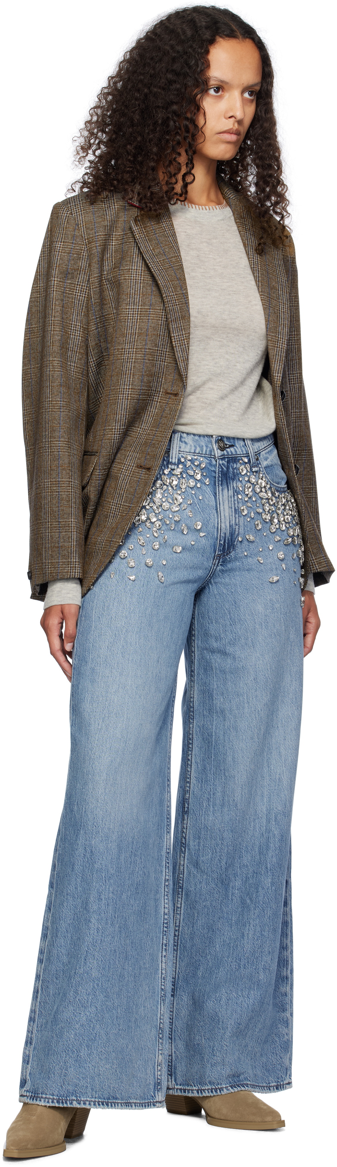 rag & bone Blue Featherweight Sofie Wide-Leg Jeans