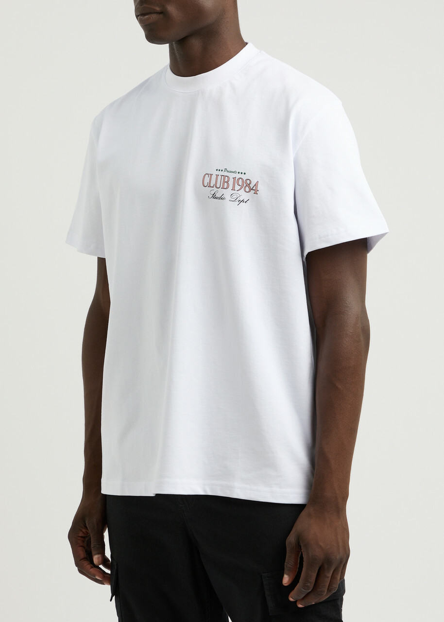 Club 1984 Palm Drive Printed Cotton T-shirt White