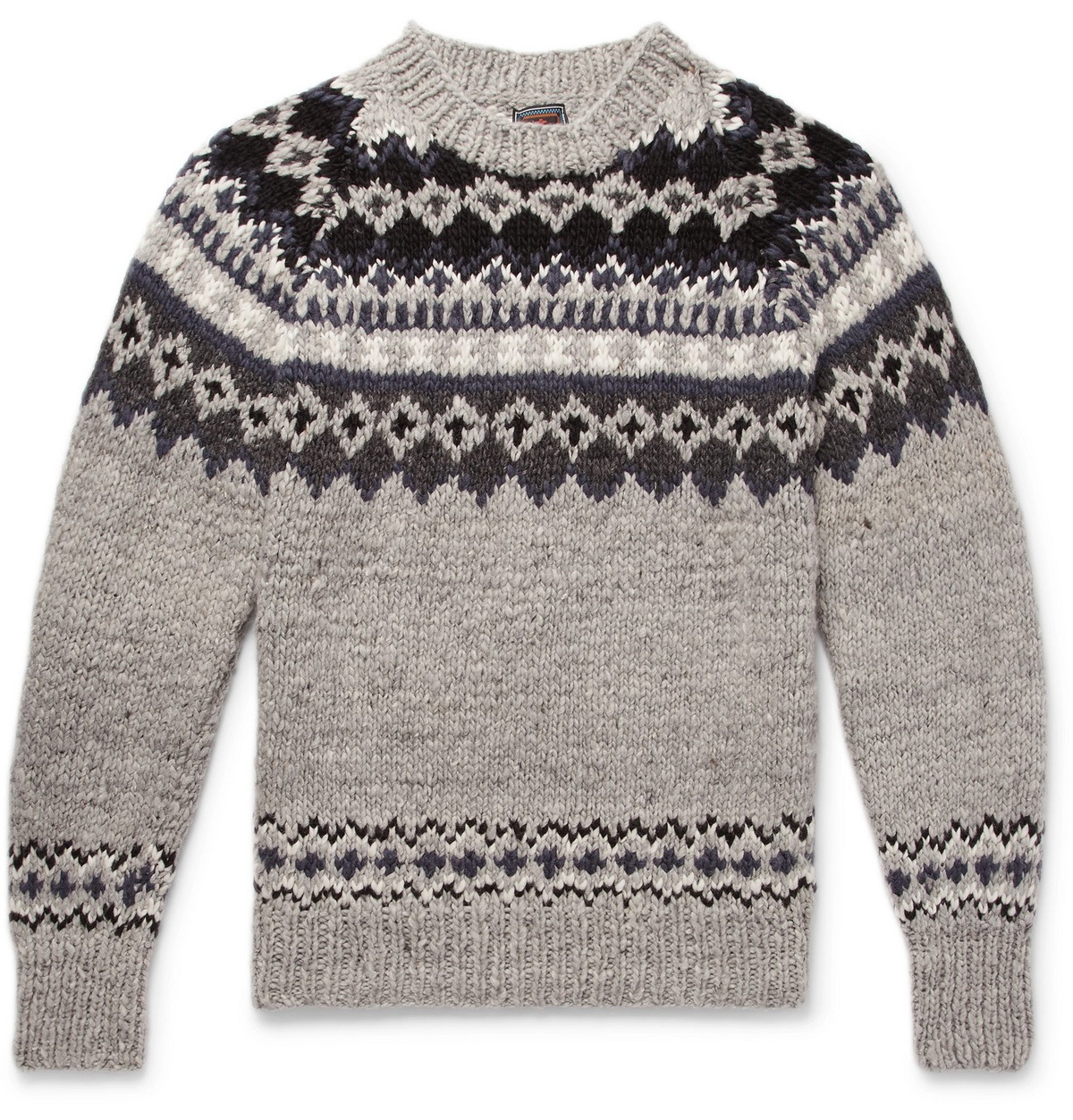 Monitaly - Chamula Fair Isle Merino Wool Sweater - Gray Monitaly