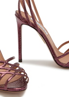 Aquazzura Wild Dream 105 Metallic Leather Sandals Burgundy