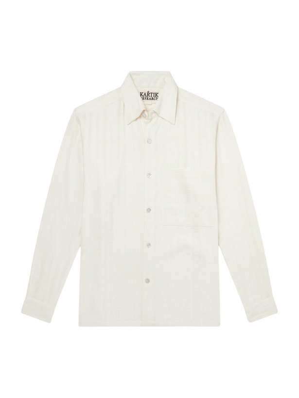 Photo: Kartik Research - Pataudi Striped Silk Shirt - White