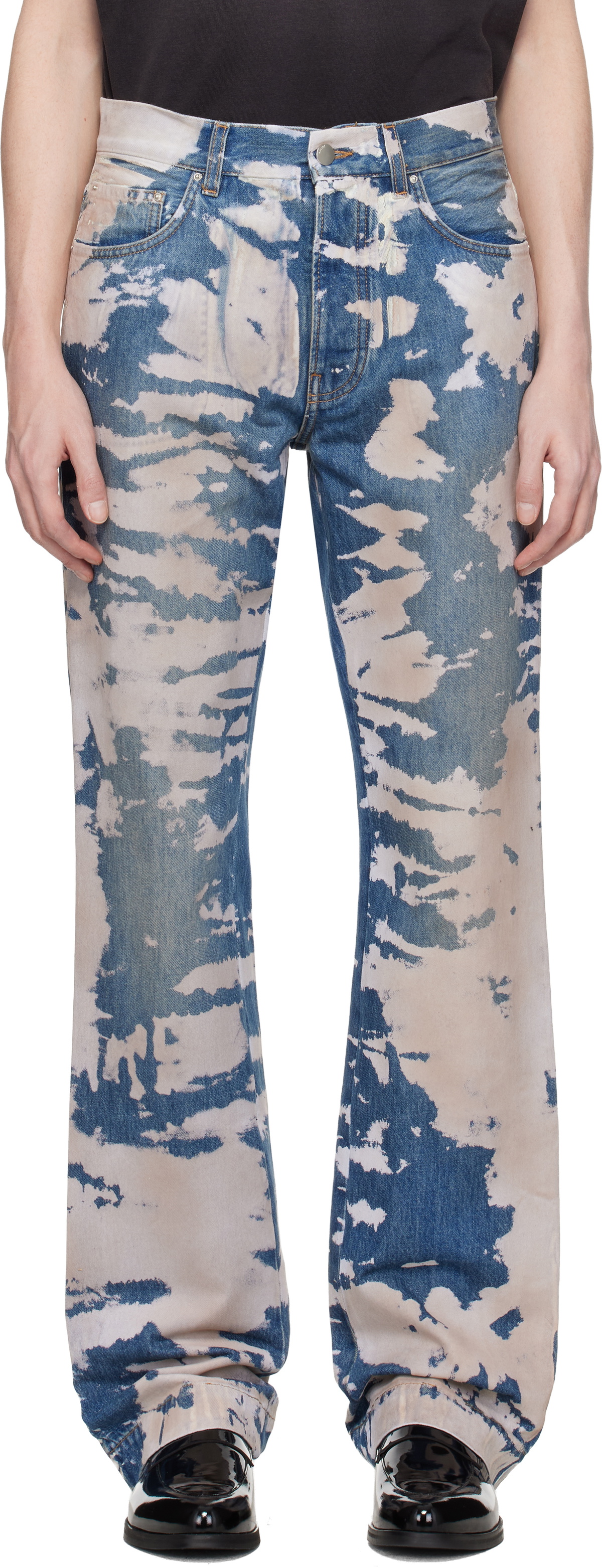 AMIRI Blue Bleached Straight Flare Jeans