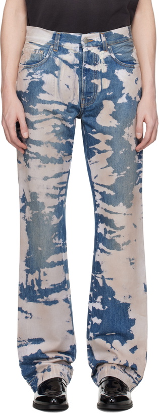 Photo: AMIRI Blue Bleached Straight Flare Jeans