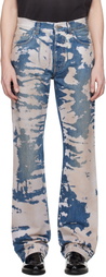 AMIRI Blue Bleached Straight Flare Jeans