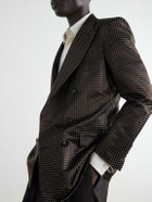 TOM FORD - Double-Breasted Polka-Dot Silk-Satin Tuxedo Jacket - Brown
