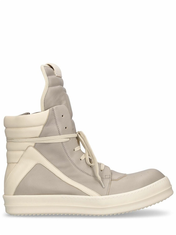 Photo: RICK OWENS Geobasket Leather High Top Sneakers