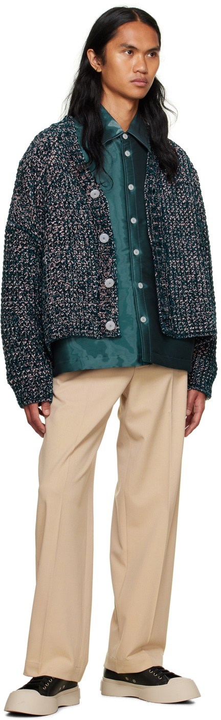 Bonsai Green & Pink Buttoned Cardigan