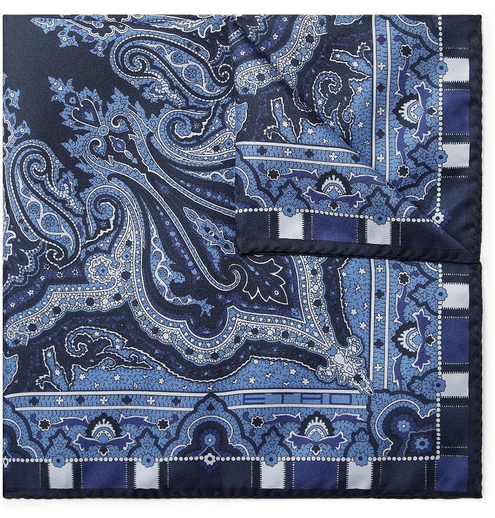 Photo: ETRO - Paisley-Print Silk-Twill Pocket Square - Blue