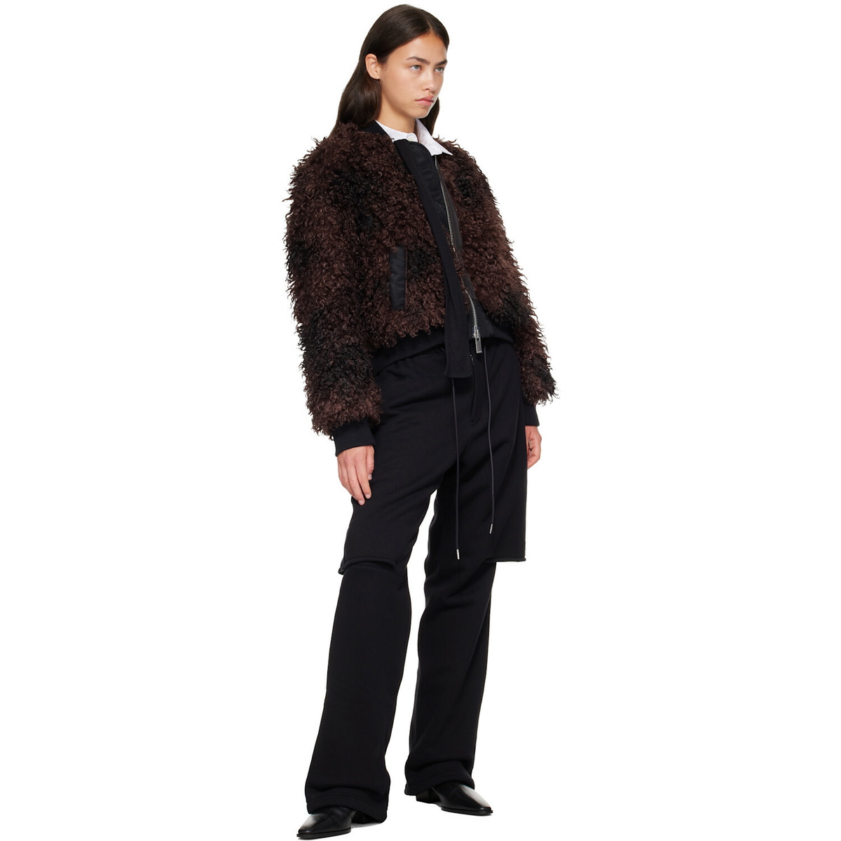 sacai Black Cotton Jersey Lounge Pants