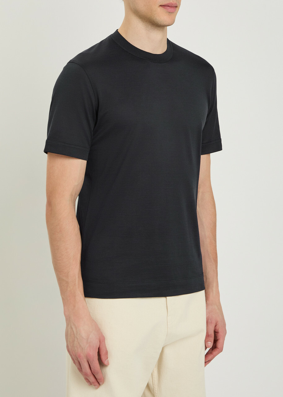 Zegna Cotton and Silk-blend T-shirt Black