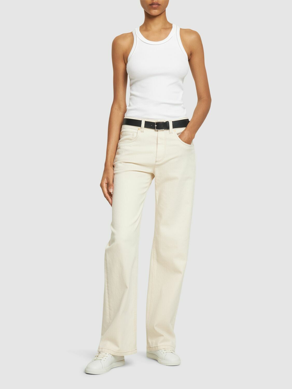 BRUNELLO CUCINELLI - Ribbed Cotton Jersey Tank Top Brunello
