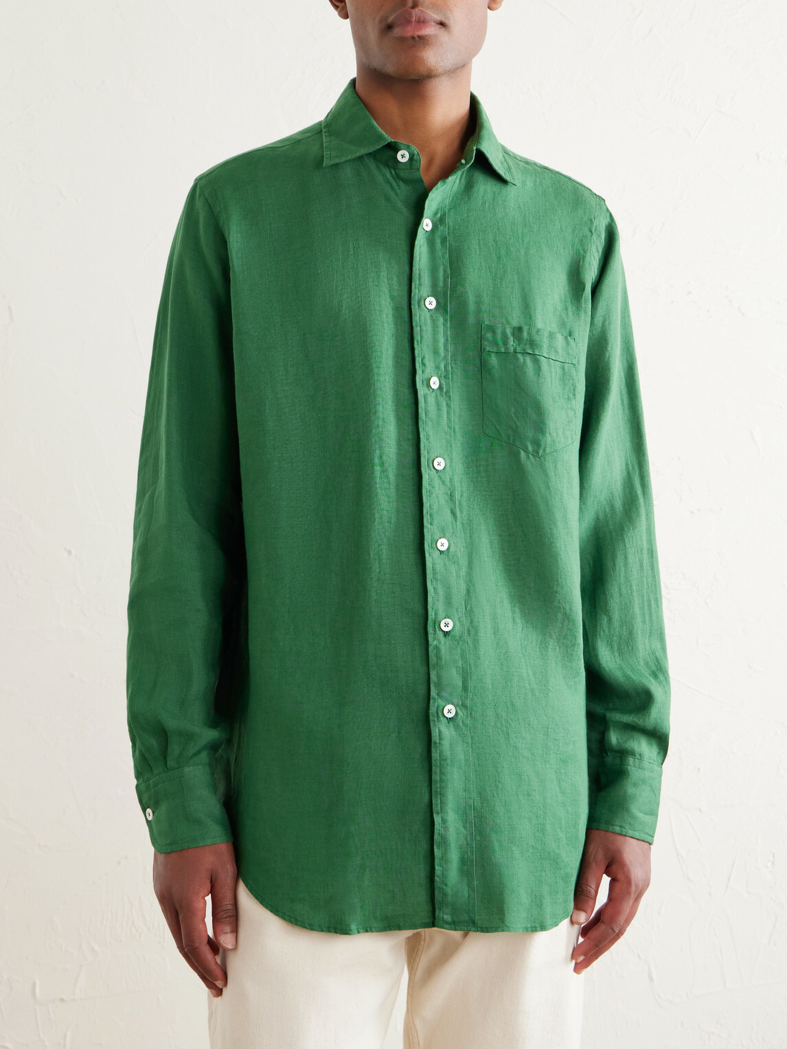 Drake's - Linen Shirt - Green