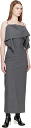 MM6 Maison Margiela Gray Folded Wool Maxi Dress