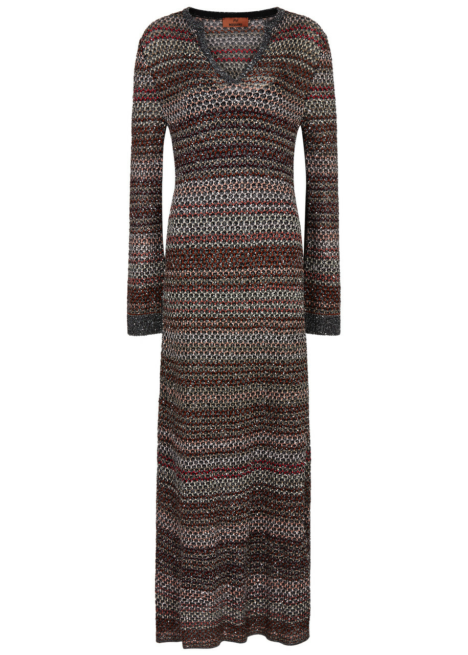 Missoni Striped Embellished Knitted Maxi Dress Multicoloured Missoni