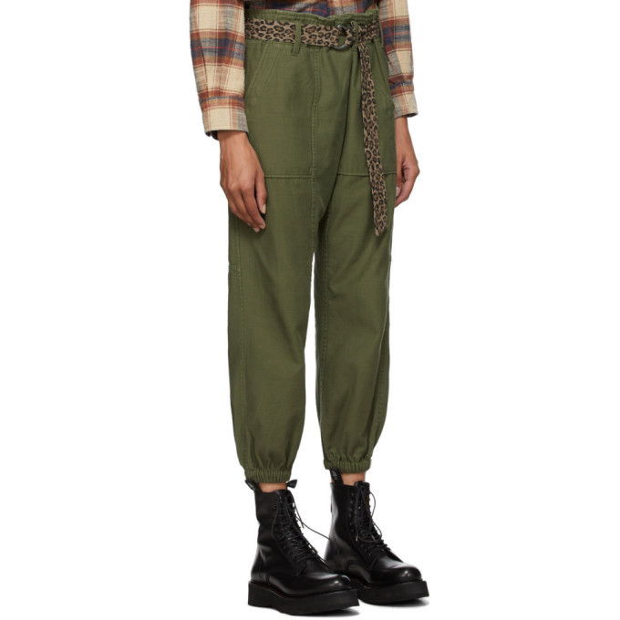 R13 Green Crossover Utility Drop Trousers R13